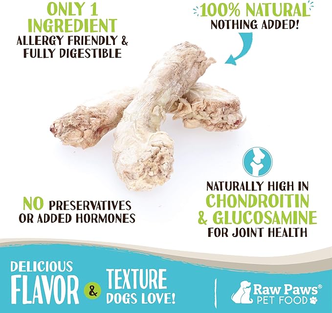 Raw Paws Freeze-Dried Chicken Necks for Dogs & Cats (4-Ounce) - Made in USA - Raw Freeze Dried Dog Treats - Chicken Necks for Cats - Single Ingredient Chews-Mewly Pet