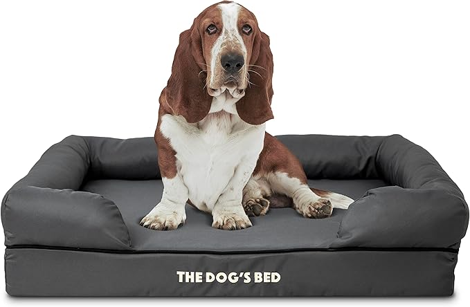 The Dog’s Bed Large Grey with Black Trim 36x27, Waterproof, Veterinary Grade Memory Foam, Pain Relief: Arthritis, Hip & Elbow Dysplasia, Post Surgery, Supportive, Washable Cover, Veterinary-Approved-Mewly Pet
