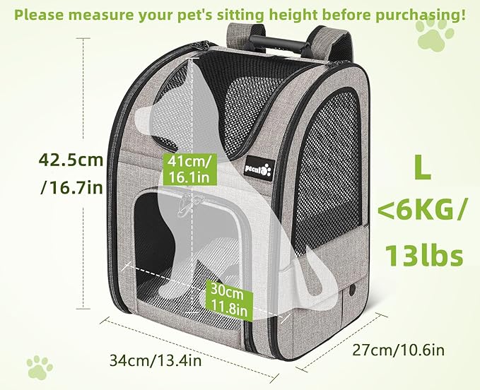 Pecute Pet Carrier Backpack, Dog Carrier Backpack, Expandable with Breathable Mesh for Small Dogs Cats Puppies, Pet Backpack Bag for Hiking Travel Camping Outdoor Hold Pets Up to 17 Lbs-Mewly Pet