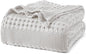 PHF 100% Cotton Waffle Weave Blanket Queen Size for Bed, Soft Lightweight & Breathable, All-Season Comfort, Luxury Aesthetic Woven Bedding for Home Decor, 90"x90", Light Grey