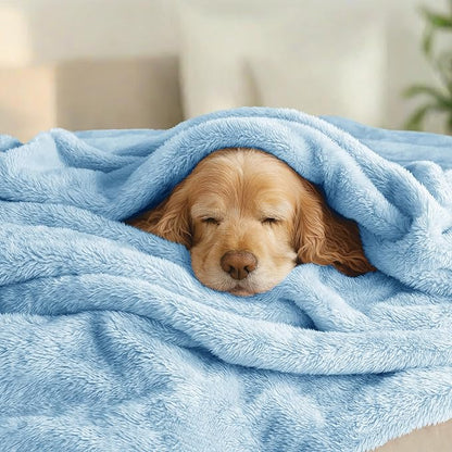 Exclusivo Mezcla Plush Fuzzy Fleece Bed Blanket Twin Size, Super Soft, Fluffy and Warm Blankets, Suitable for All Seasons (Light Blue, 90x66 Inches)