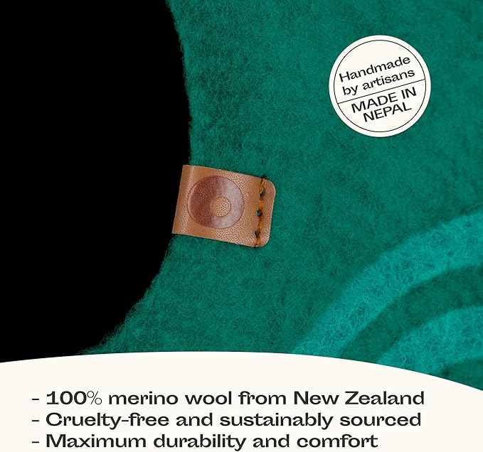 MEOWFIA Cat Cave – Premium Felt Cat Bed for Indoor Cats, Handmade 100% Merino Wool (Medium, Emerald)-Mewly Pet