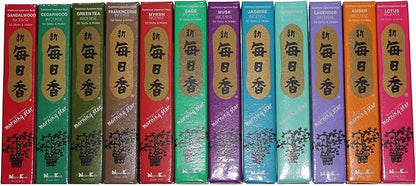 Morning Star Nippon Kodo Incense - 12 Fragrance Assortment (Total 12x50, 600 Sticks) - Sandalwood, Cedarwood, Green Tea, Frankincense, Myrrh, Sage, Musk, Jasmine, Gardenia, Lavender, Amber, Lotus