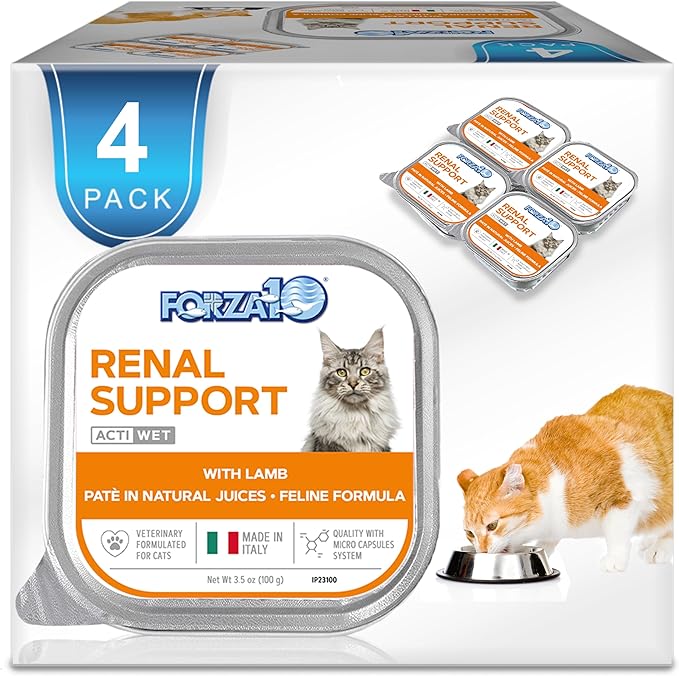 Forza10 Kidney Care Cat Food – Renal Support Wet Cat Food with Lamb, 3.5 oz Cans, 4 Pack – Vet Formulated, Made in Italy-Mewly Pet