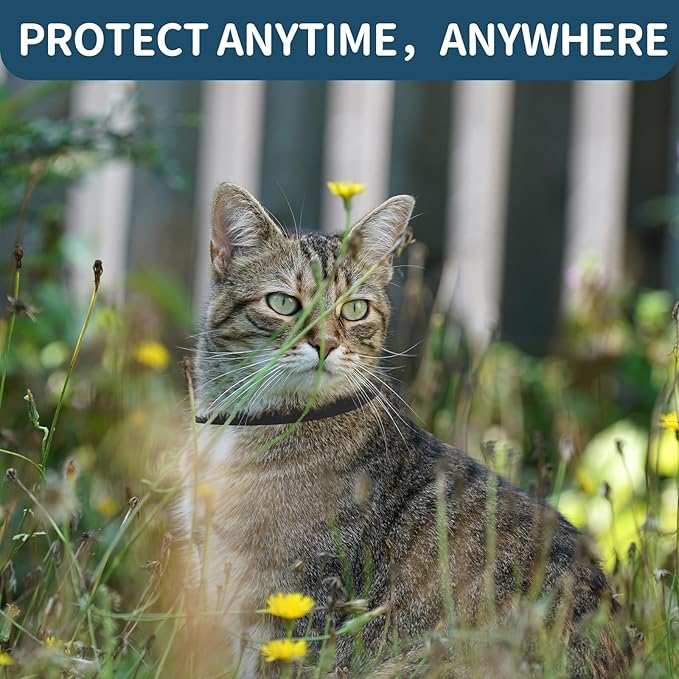 Flea and Tick Collar for Cats - 4 Pack, 32 Month Protection Treatment, Waterproof, Natural Prevention, Adjustable for Cats & Kittens (Black)-Mewly Pet