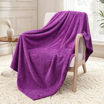 Exclusivo Mezcla Fleece Throw Blanket Extra Large, Super Soft and Warm Blankets for Couch, Sofa and Bed Waffle Textured, Cozy, Fuzzy and Lightweight (Purple, 50x70 Inches)