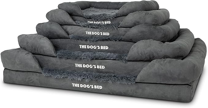 The Dog’s Bed, Medium Grey Faux Fur 30x23.5, Memory Foam, Pain Relief: Arthritis, Hip & Elbow Dysplasia, Post Surgery, Lameness, Supportive, Calming, Washable Cover, Veterinary Approved-Mewly Pet