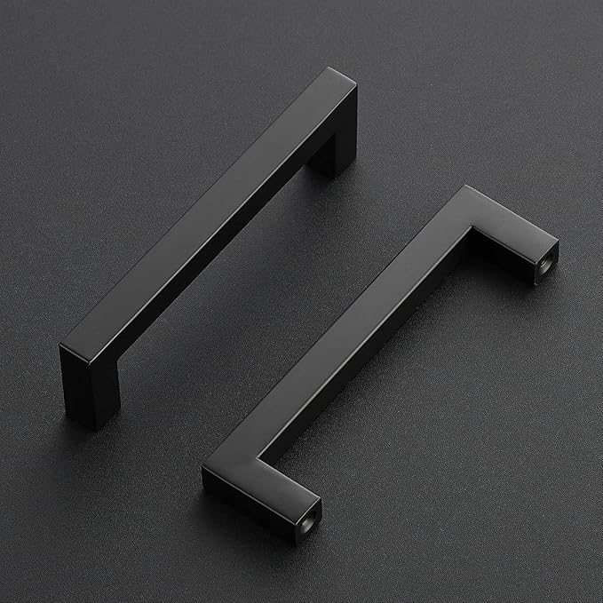 Ravinte 10 Pack Black Cabinet Pulls 4-1/2 Inch Square Kitchen Cabinet Handles Matte Black Kitchen Hardware for Drawer Pulls Drawer Handles Come with Screwdriver