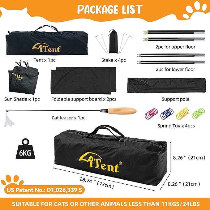 X-Large Catio Outdoor Cat Enclosure and Cat Tower Tent for Indoors and Outdoor,3 Tier Spacious Cat Tent,Portable and Foldable Catio,Two Doors Design can Assemble More Shapes (Patented)-Mewly Pet