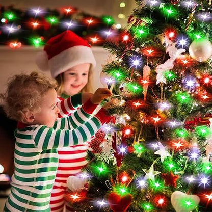 ZNYCYE 4 Pack Fairy Lights Battery Operated, 8.2 Ft 50 LED Fairy Lights with Timer, 8 Modes Christmas Lights, Fair Lights Waterproof for Indoor Wedding Christmas Decorations(Red Green White)