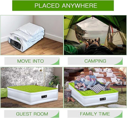 YENING Queen Size Air Mattress with Built in Pump Raised Inflatable Bed Heavy Duty Blow up Matressith Airbed 18 Inch Tall