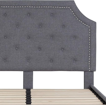 Flash Furniture Brighton Full Size Tufted Upholstered Platform Bed in Light Gray Fabric