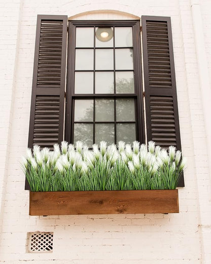 Vlorart 33" Artificial Plants 6 Pack Onion Tall Grass Greenery, Faux Fake Grass Shrubs Plant Flowers Wheat Grass for House Home Indoor Outdoor Office Room Gardening Indoor Décor-White