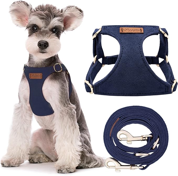 Puppytie No Pull Dog Harness with Multifunction Dog Leash,Soft Adjustable No Choke Escape Proof Pet Harness Vest for Medium Dogs or Large Dogs,Navy,M-Mewly Pet