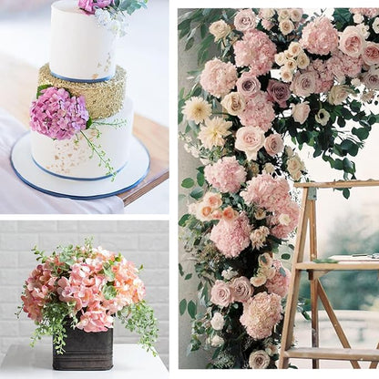20 Pcs Pink Hydrangea Artificial Flowers Bulk, Faux Hydrangea Flowers Heads, Artificial Fake Silk Hydrangea Flowers with Stems, Pink Flowers Artificial for Decoration Wedding Décor