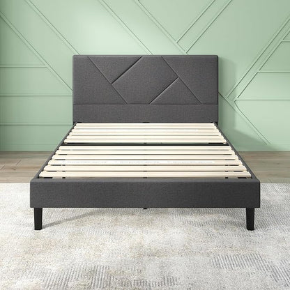 ZINUS Judy Upholstered Platform Bed Frame, Mattress Foundation, Wood Slat Support, No Box Spring Needed, Eco Friendly WonderBox (TM), Easy Assembly, Dark Grey, Full