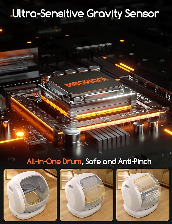 MeoWant Self Cleaning Cat Litter Box, Open-Top Automatic Cat Litter Box with Safety Protection, App Control, Odor-Free, 75L Large Space for Multiple Cats-Mewly Pet