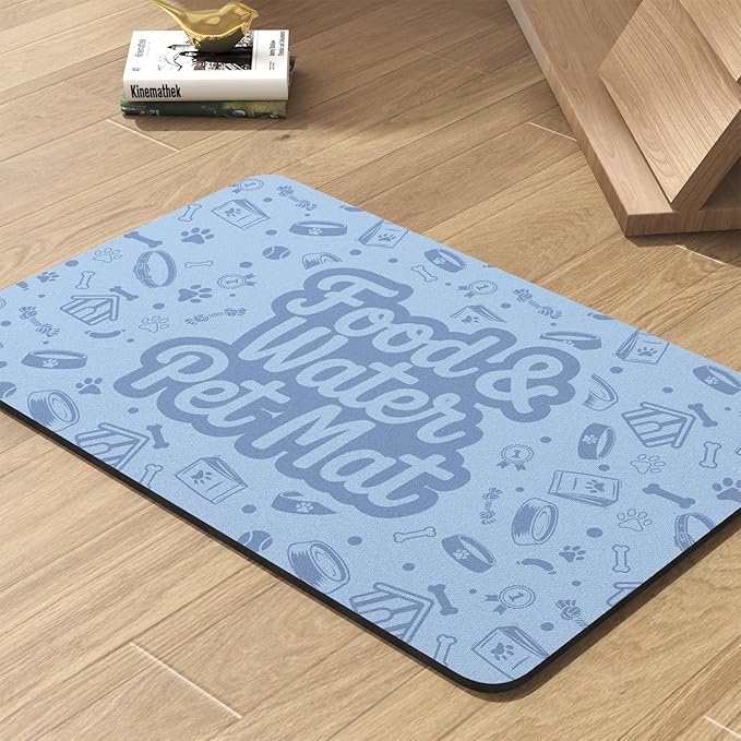 Pet Feeding Mat-Absorbent Dog Mat for Food and Water Bowl-No Stains Quick Dry Water Dispenser Mat-Dog Accessories Pet Supplies-Bowl for Messy Drinkers（Words,23"x34"-Mewly Pet
