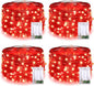 JMEXSUSS 4 Pack 50 LED Red Fairy Lights Battery Operated, 16.1ft Christmas Fairy Lights, Red String Lights for Bedroom Wedding Party Christmas Halloween Decorations