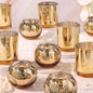 20 Pcs Assorted Gold Votive Candle Holders Bulk, Larger Size Mercury Glass Votives with Round Candle Holder for Wedding Decorations, Tealight Candle Holder for Gold Party Table Centerpieces