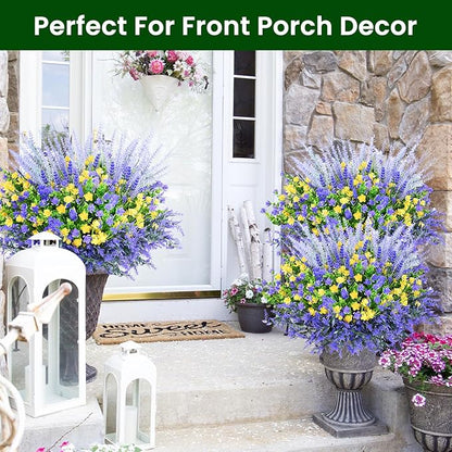 Artificial Plants Outdoor, 20PCS Artificial Flowers, UV Resistant Fake Flowers, Faux Flowers for Outdoor Planters for Front Porch Pot Decor