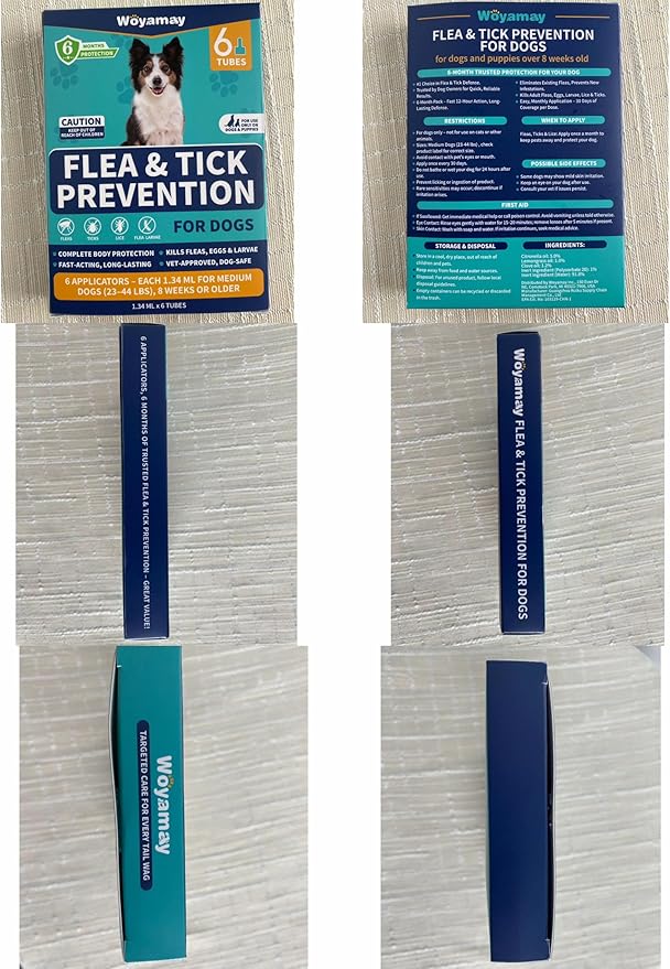 Flea and Tick Prevention for Dogs, 6-Month Supply Dog Flea and Tick Treatment Drops, Topical Fast-Acting Dog Treatment for Medium Dogs Up to 23 to 44 lbs-Mewly Pet