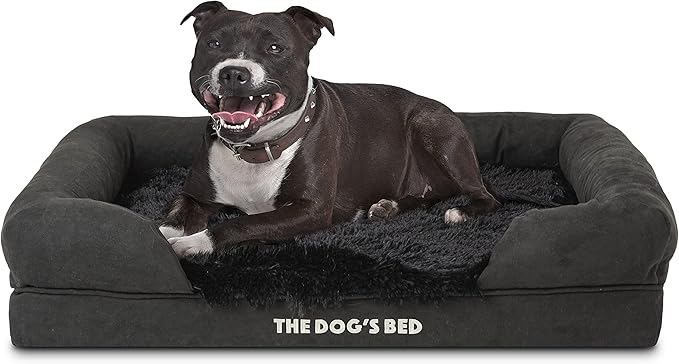 The Dog’s Bed, Medium Black Faux Fur 30x23.5, Memory Foam, Pain Relief: Arthritis, Hip & Elbow Dysplasia, Post Surgery, Lameness, Supportive, Calming, Washable Cover, Veterinary Approved-Mewly Pet