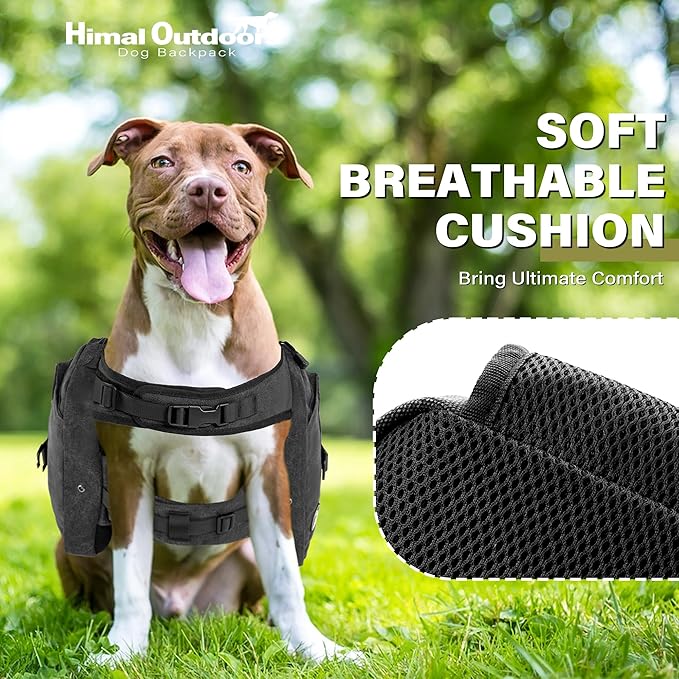 Himal Outdoors Dog Backpack & Saddle Bag, Tactical Hiking Backpack for Large Dogs with Side Pockets & Adjustable Strap-Mewly Pet