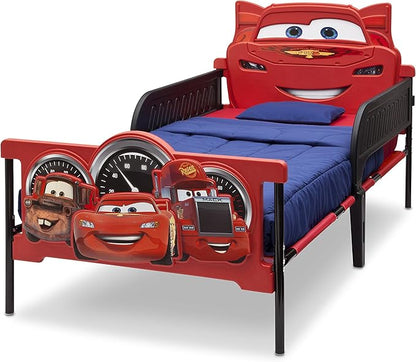 Delta Children Plastic 3D-Footboard Twin Bed, Disney/Pixar Cars Snooze 6 inch Memory Foam Twin Mattress (Bundle)