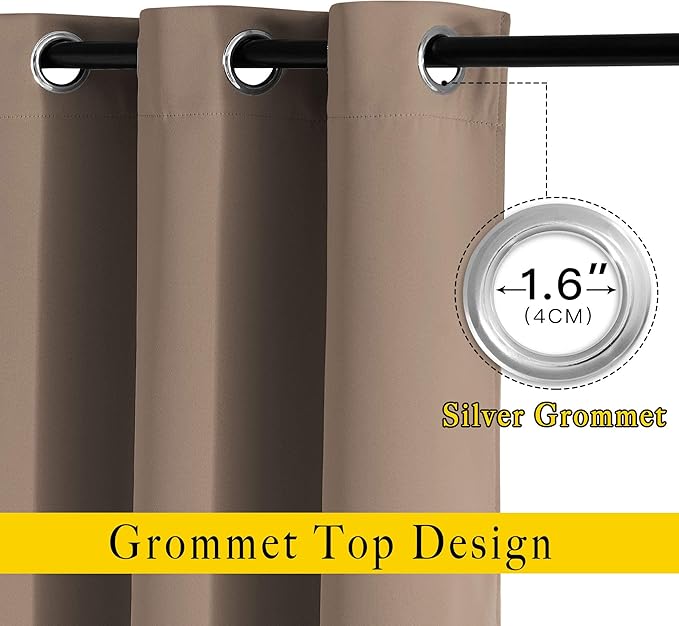 NICETOWN Blackout Draperies Curtains Panels - Window Treatment Thermal Insulated Solid Grommet Blackout Curtains/Panels/Drapes for Bedroom (Set of 2 Panels, 52 by 84 Inch, Cappuccino)