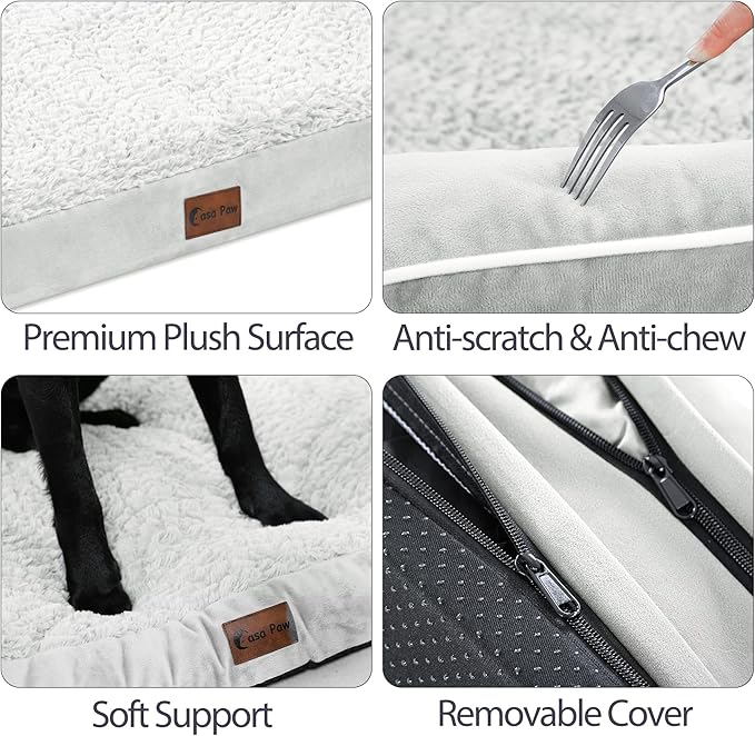 Orthopedic Dog Beds for Extra Large Dogs, Waterproof Dog Beds XLarge, Memory Foam Dogs Couch Beds with Comfy Bolster, Removable Washable Cover and Nonskid Bottom (X-Large,Grey White)-Mewly Pet