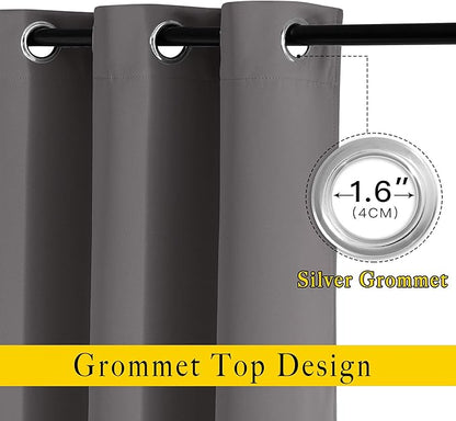 NICETOWN Blackout Window Curtains 72" L - Grommet Top Room Darkening Thermal Insulated Vertical Window Drapes Modern for Flat/Apartment (2 Panels, 46 x 72 Inch, Grey)
