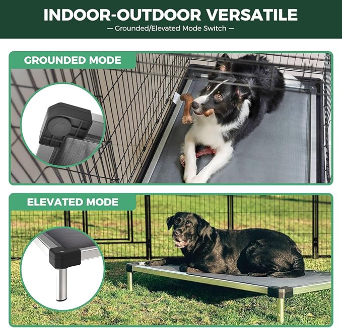 FXW TitanNest Chew-Proof Elevated Dog Bed, Raised Cot for Indoor/Outdoor/Camping Use, Durable & Washable Padded Pet Bed for Medium Dogs, 41.0" L x 27.0" W x 5.0" H, Black-Mewly Pet