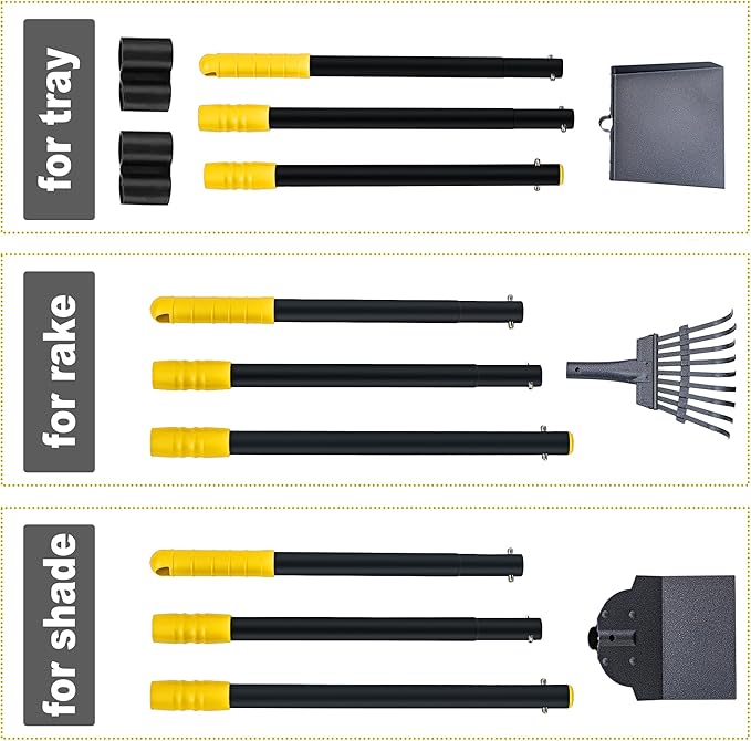 Niubya Pooper Scooper for Dogs, Metal Poop Scooper Tray Spade and Rake Set, Poop Scoop with Adjustable Long Handle, Dog Pooper Scooper for Pet Waste Removal-Mewly Pet