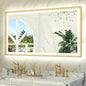 TETOTE Gold LED Mirror for Bathroom 55x30 Metal Frame Frontlit & Backlit Lighted Vanity Mirror Baroque Anti Fog Stepless Dimmable White/Warm/Natural,CRI90+,Wall Mounted(Horizontal/Vertical)