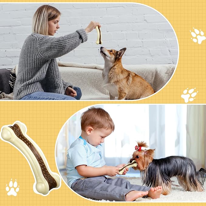 Sosation 6 Pcs Dog Toys for Aggressive Chewers Nylon Beef Flavor Bones Tough Puppy Teething Toys Puppy Chew Bones for Large Medium Small Breed Dogs Puppies Pets Chew Toys(Small)-Mewly Pet