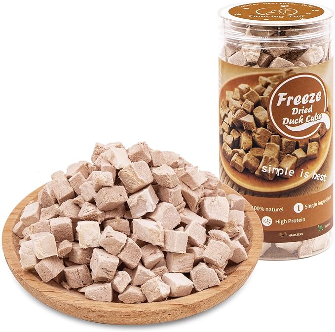 Freeze Dried Raw Cat and Dog Treats, Healthy Limited Ingredient Duck Cube Weight Control Traing Treats for Small Dogs Cats (Duck)-Mewly Pet