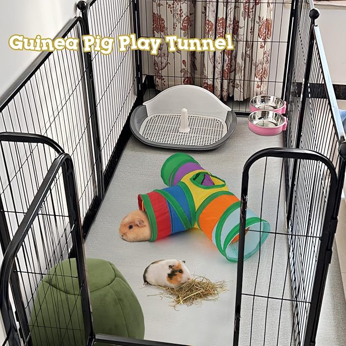 Rypet Guinea Pig Tunnel 3 Way Collapsible Small Pet Tunnels and Tubes with Interactive Ball for Baby Rabbit Ferret Hamster Chinchilla Hedgehog Hiding and Resting-Mewly Pet
