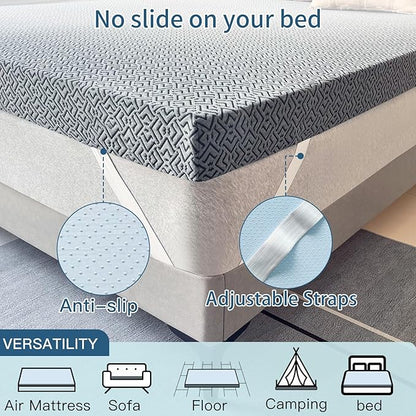 Airensky 4 Inch Memory Foam Mattress Topper, Cooling Gel Infused High Density Cal King (72"x84") Topper with Removable Washable Cover, Bed Topper for Pressure Relief Back Pain, CertiPUR-US Certified