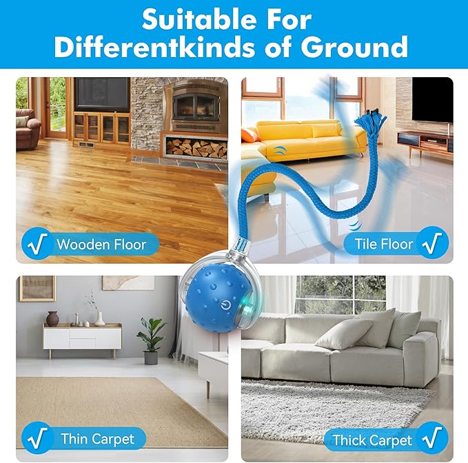 Cat Toys Ball for Indoor Cats - Interactive Automatic Cat Ball Toy | Fast Rolling & Motion Activated Chirping | Hide and Seek Mouse Catching Game | Stimulates Hunting Instinct (Blue)-Mewly Pet