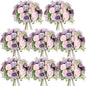 Geosar 8 Bundles Artificial Peonies Flowers Fake Silk Peony Bouquet Faux Peonies Flowers Bulk for Decoration Vase Floral Arrangements Wedding Party Table (Gray Purple,Light Purple)