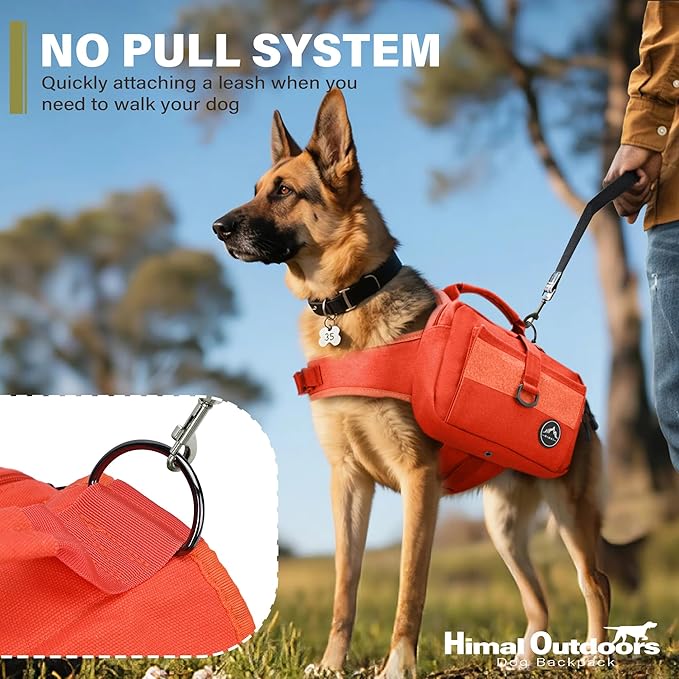 Himal Outdoors Dog Backpack & Saddle Bag, Tactical Hiking Backpack for Large Dogs with Side Pockets & Adjustable Strap-Mewly Pet