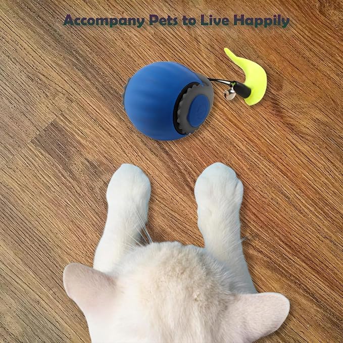 Smart Speedy 3.0 Interactive Cat Ball with Auto Obstacle Avoidance - Indoor Kitten Toy for Mental Stimulation & Playtime Fun ，2025 Edition (Blue)-Mewly Pet