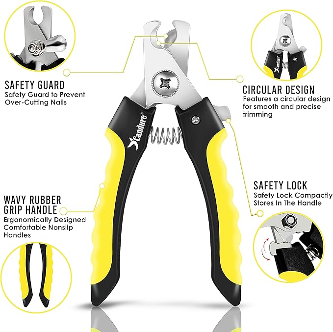 Candure Dog Nail Clippers for Pet Grooming - Professional Cat Nail Trimmers Suitable for Small to Medium Breeds with a Safety Guard & Nail File-Mewly Pet