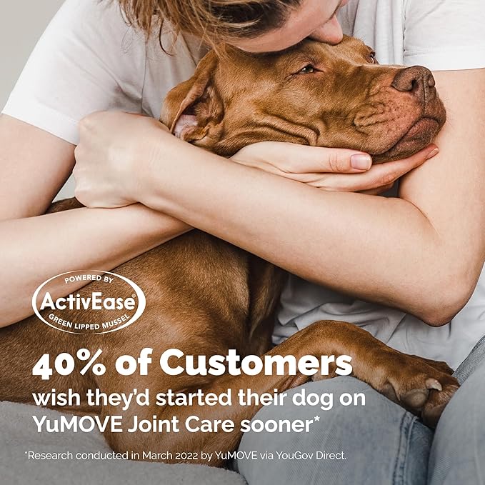 YuMOVE Hip & Joint Supplement for Dogs - with Glucosamine Chondroiton, Green Lipped Mussel, Hyaluronic Acid, and Omega 3 Joint Supplement for Stiffness and Mobility 60 Chews (Large/XL Dogs)-Mewly Pet