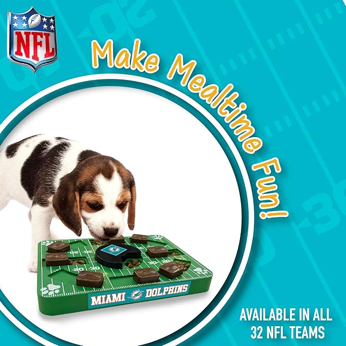 Pets First NFL Miami Dolphins Puzzle, Interactive Dog Treat Puzzle Toy-Mewly Pet