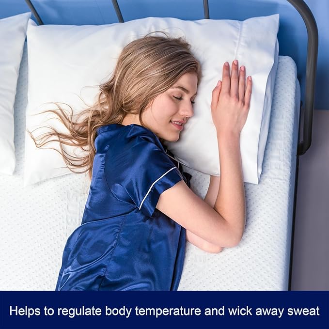Subrtex 3 Inch Mattress Topper Cover (Only Cover) Mattress Topper Protector Bedding Rayon Made from Bamboo Removable Mattress Encasement with Zippers, King