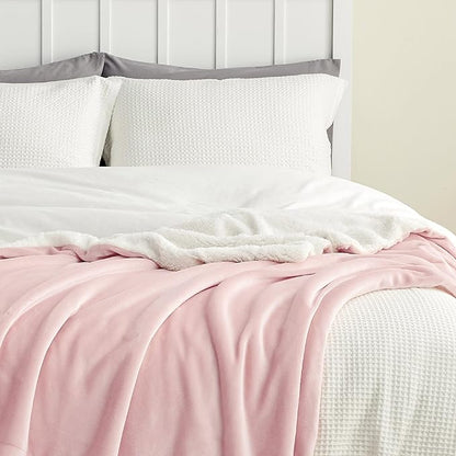 Bedsure GentleSoft Sherpa Fleece Throw Blanket Twin Size for Couch - Thick and Warm Throw for Girls and Women, Soft Fuzzy Plush Twin Blanket for Winter, Pink, 60x80 Inches