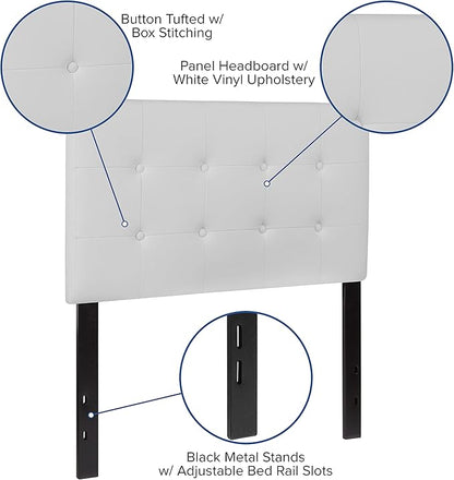 Flash Furniture Lennox Tufted Upholstered Twin Size Headboard in White Vinyl