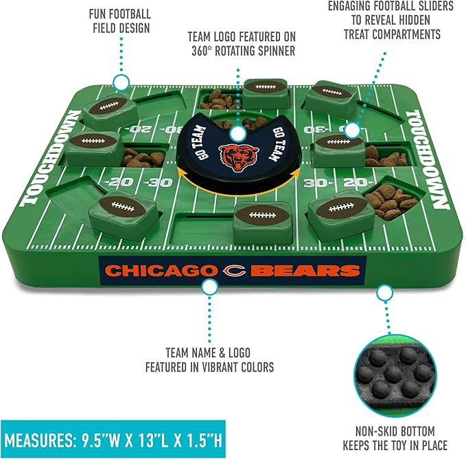 Pets First NFL Chicago Bears Large Puzzle Toy, New Size, Interactive Dog Treat & Slow Feeding Toy-Mewly Pet